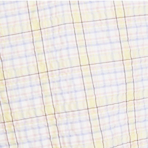 GANNI | Puff Sleeve V-Neck Plaid Check Seersucker Top - Picture 4 of 16